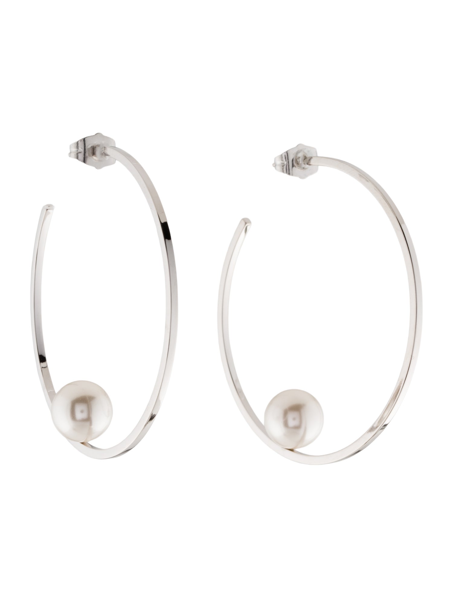 Janis Savitt Faux Pearl Hoop Earrings