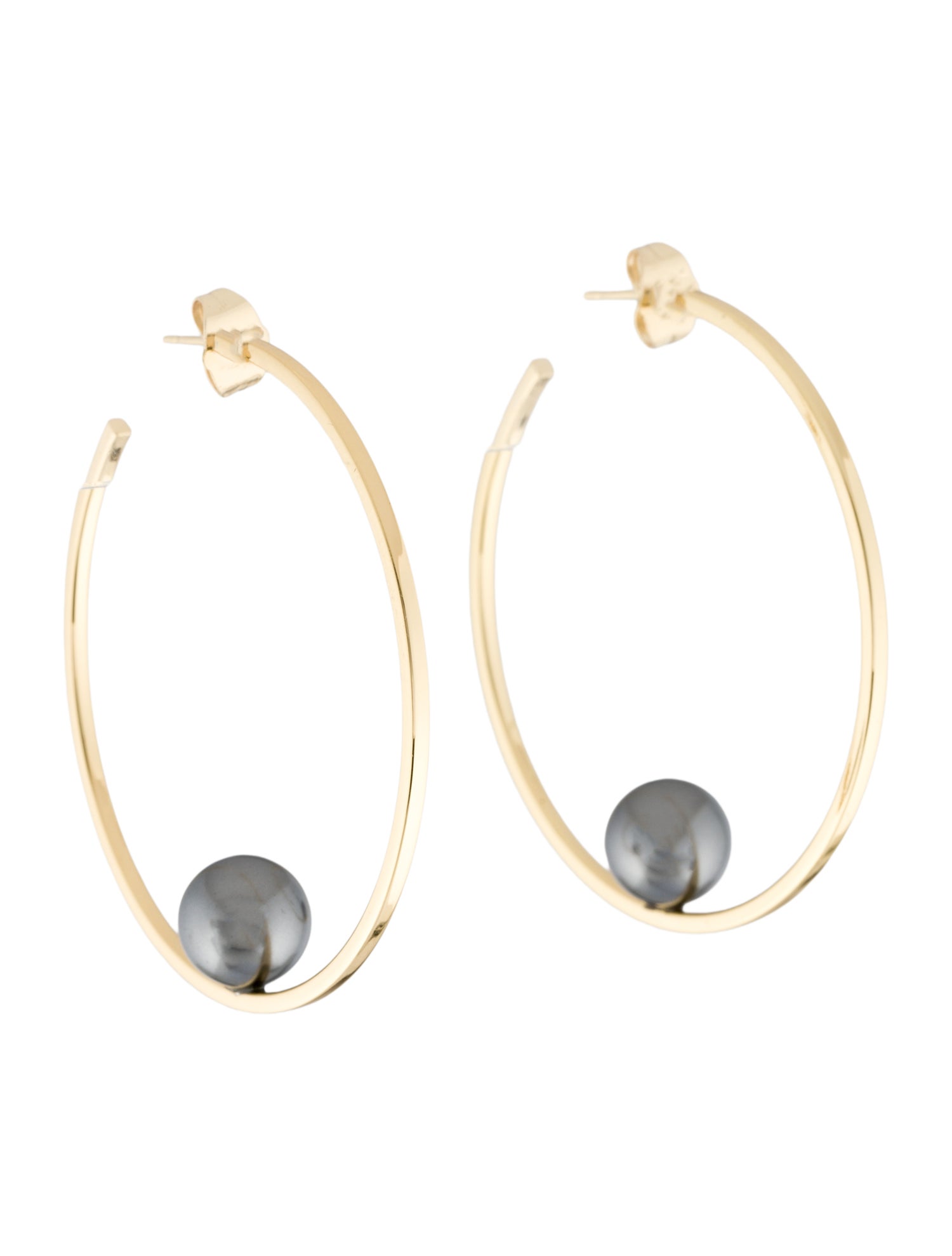 Janis Savitt Faux Pearl Hoop Earrings
