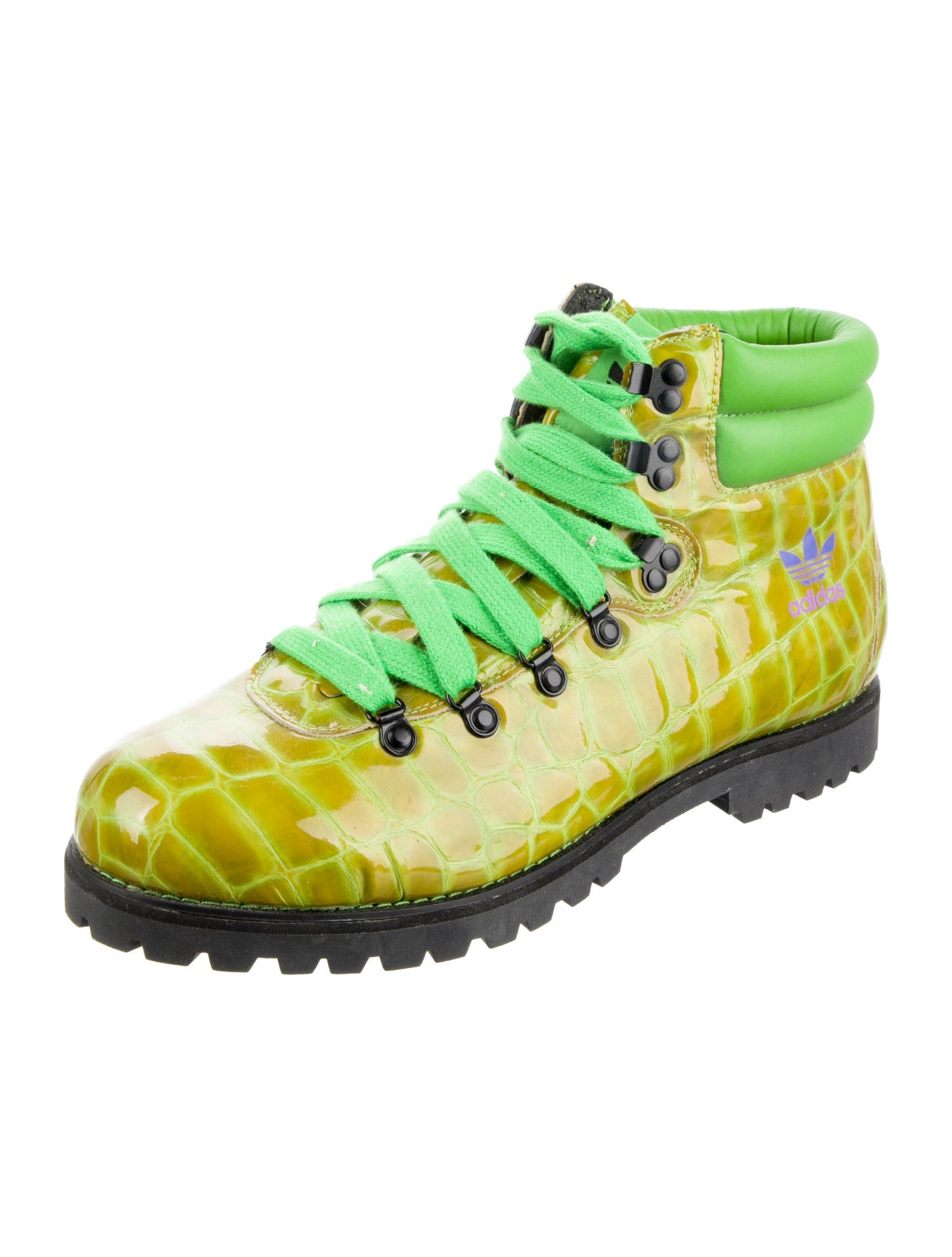 Jeremy Scott x Adidas Crocodile Printed Hiking Boots - Green Boots