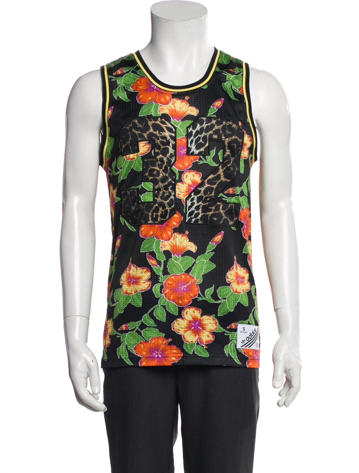 Jeremy Scott x Adidas Floral Print Scoop Neck T-Shirt