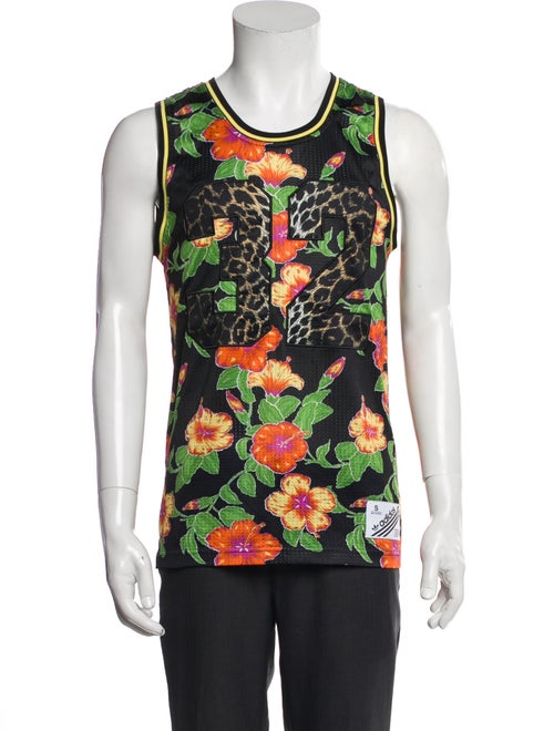 Jeremy Scott x Adidas Floral Print Scoop Neck T-Shirt