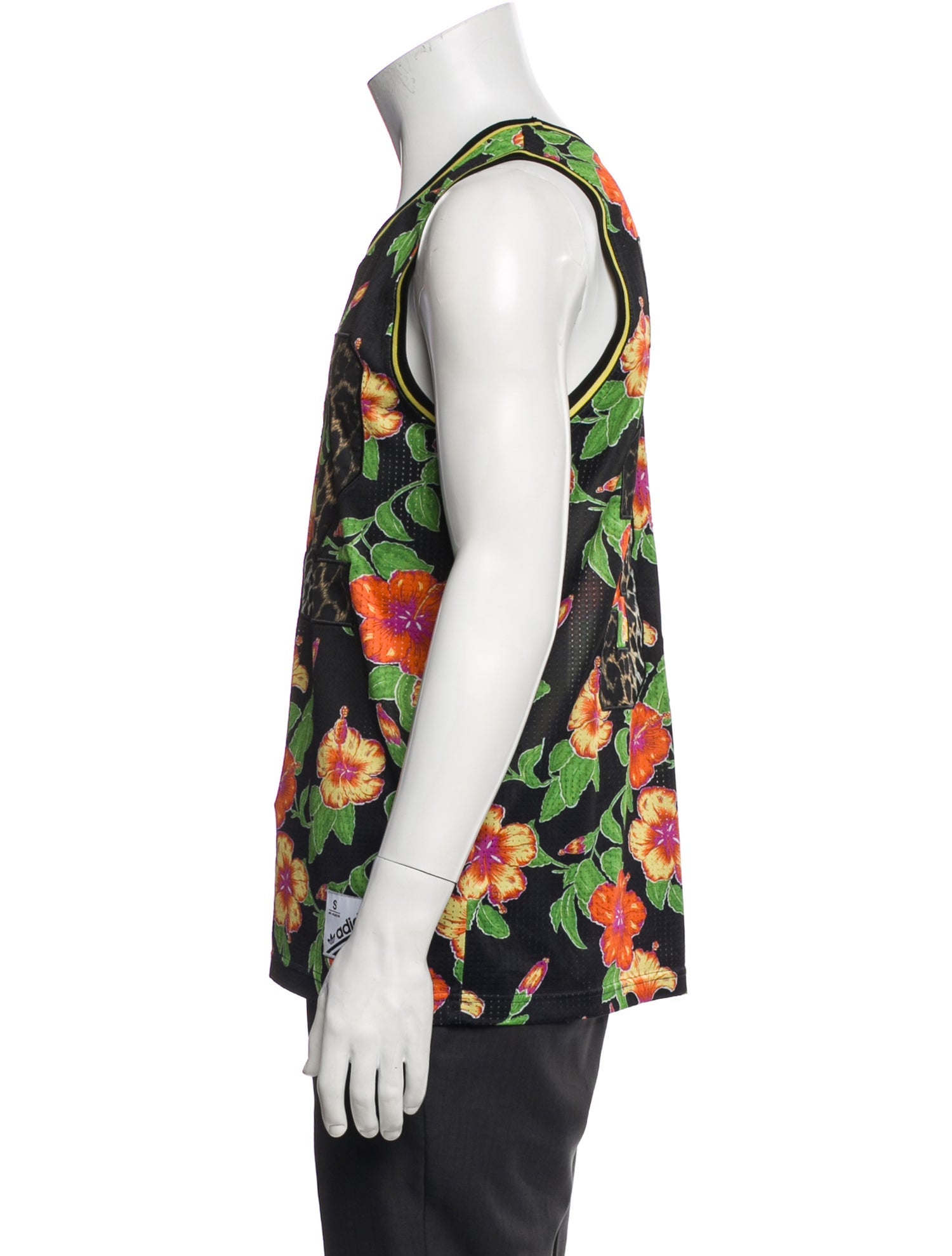 Jeremy Scott x Adidas Floral Print Scoop Neck T-Shirt