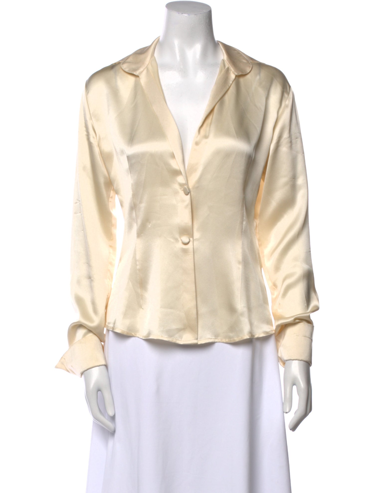 Jane Booke Silk V-Neck Button-Up Top