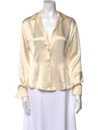 Jane Booke Silk V-Neck Button-Up Top