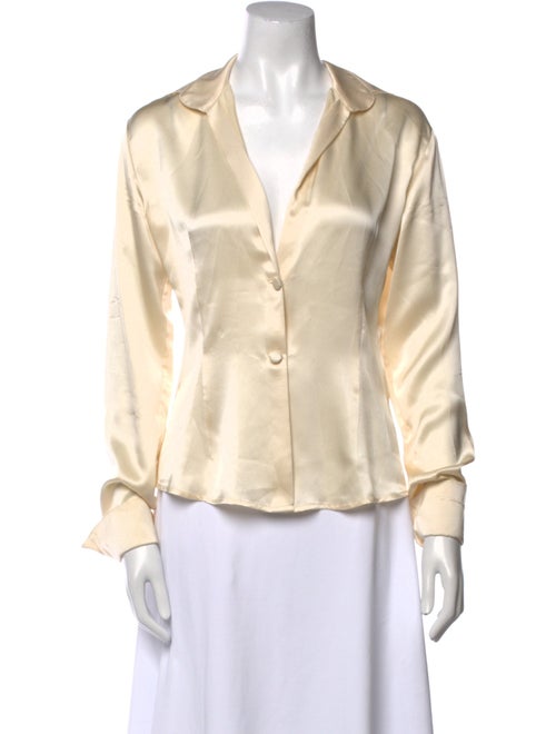 Jane Booke Silk V-Neck Button-Up Top