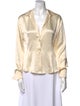 Jane Booke Silk V-Neck Button-Up Top