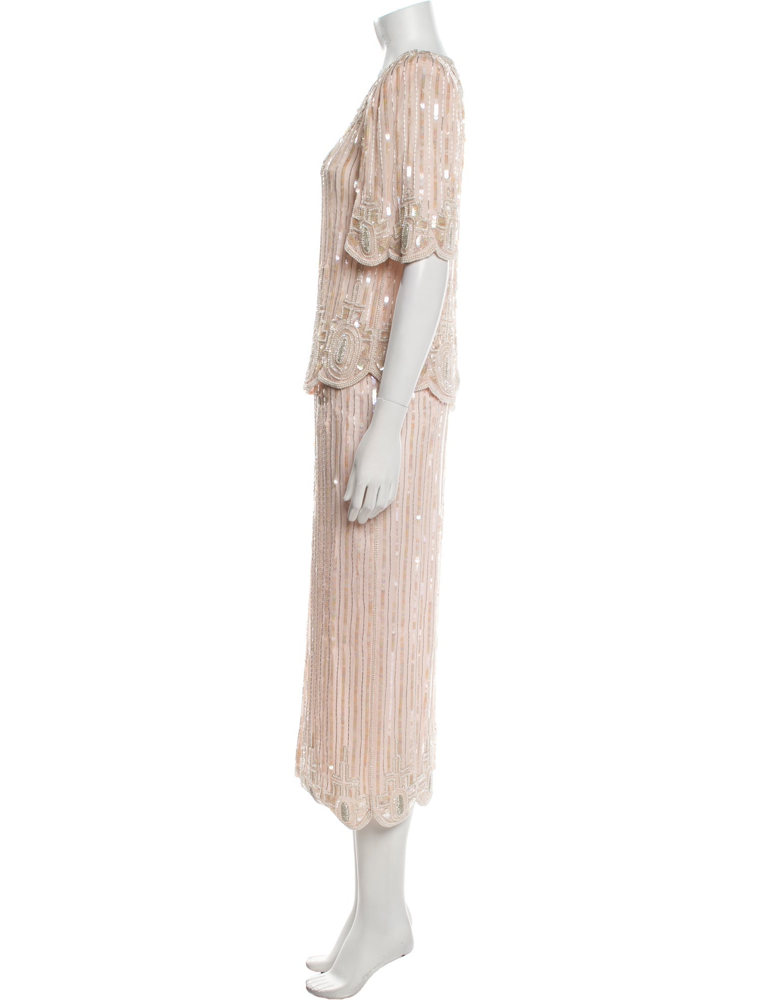 Judith Ann Creations Inc Silk Striped Skirt Set