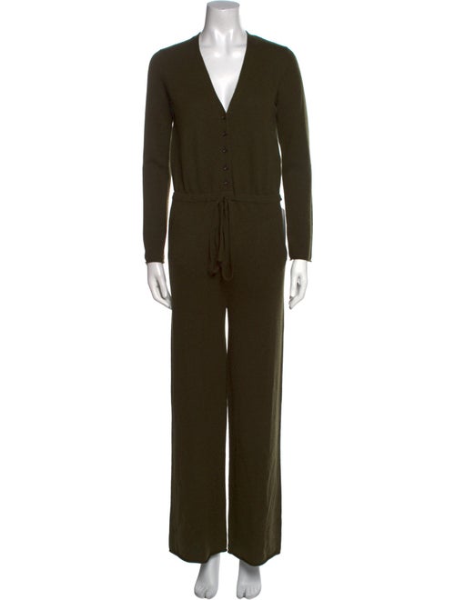 Jardin des Orangers Virgin Wool Plunge Neckline Jumpsuit