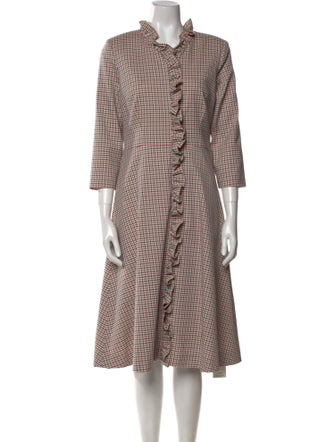 Jane Plaid Print Midi Length Dress