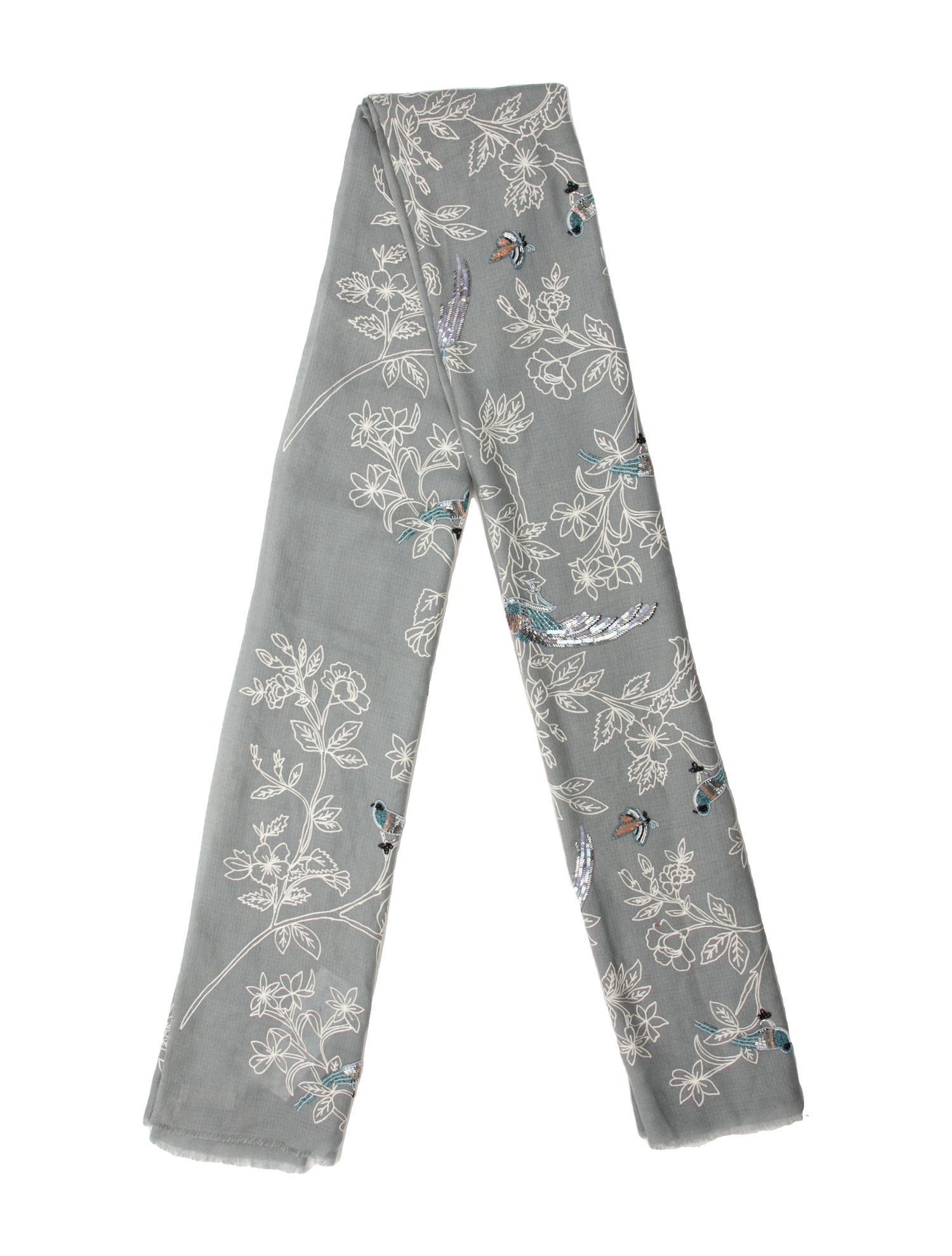 Janavi Merino Wool Floral Print Scarf