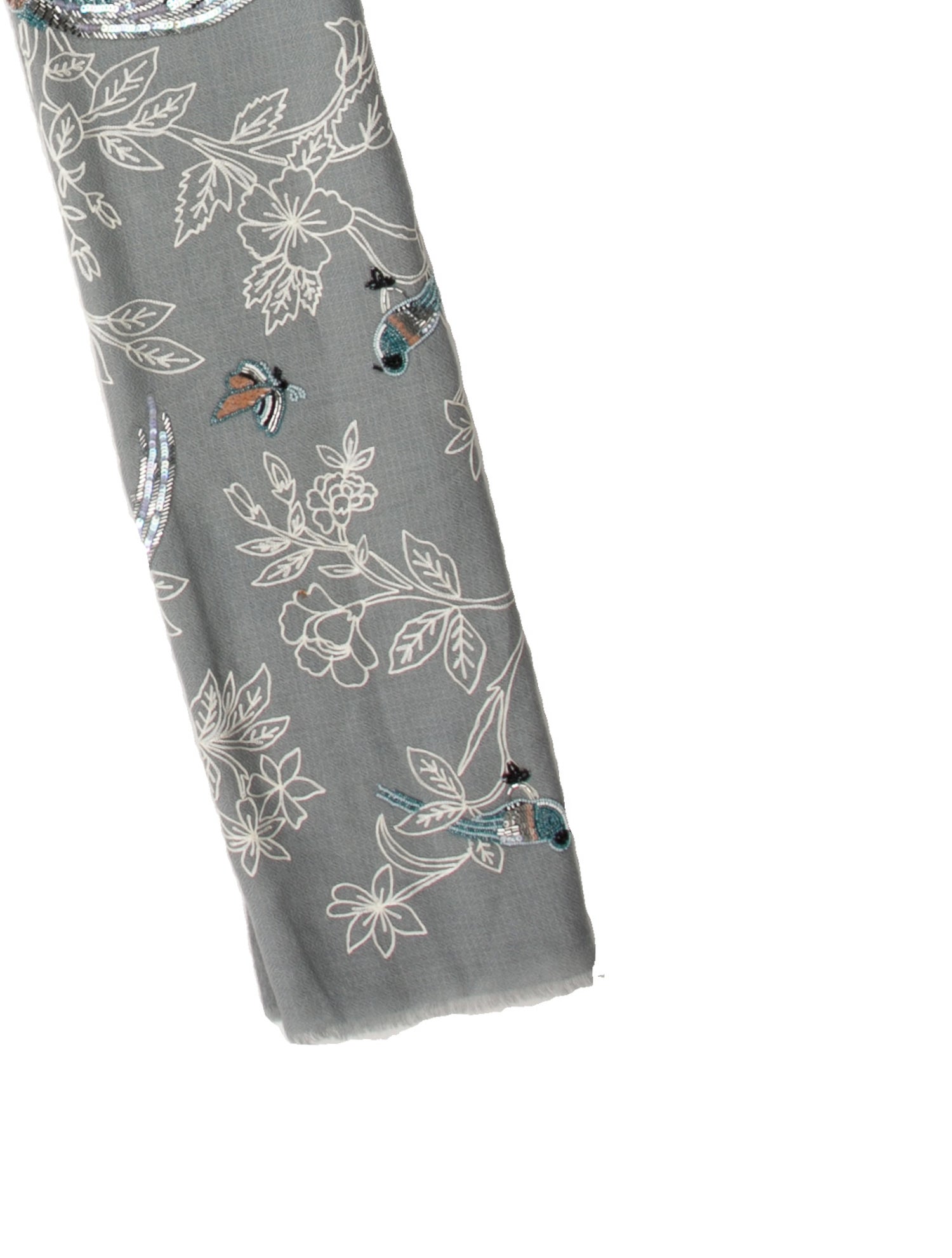 Janavi Merino Wool Floral Print Scarf