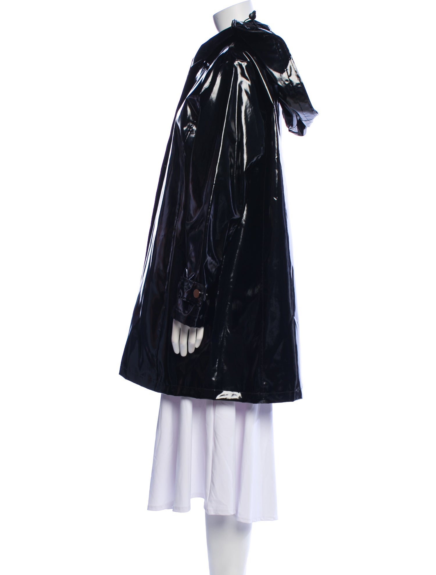 Jane Post Faux Leather Printed Trench Coat