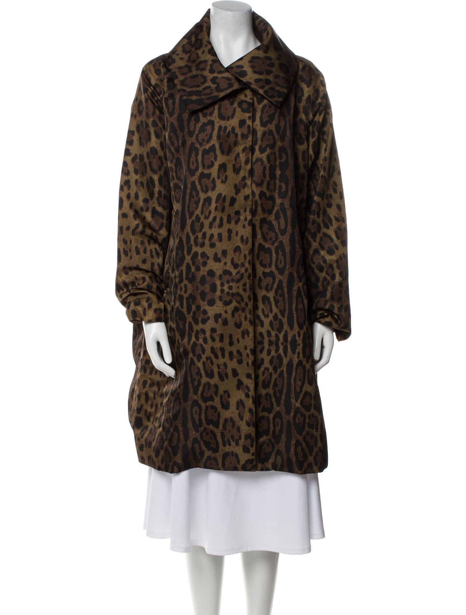Jane Post Nylon Animal Print Faux Fur Coat