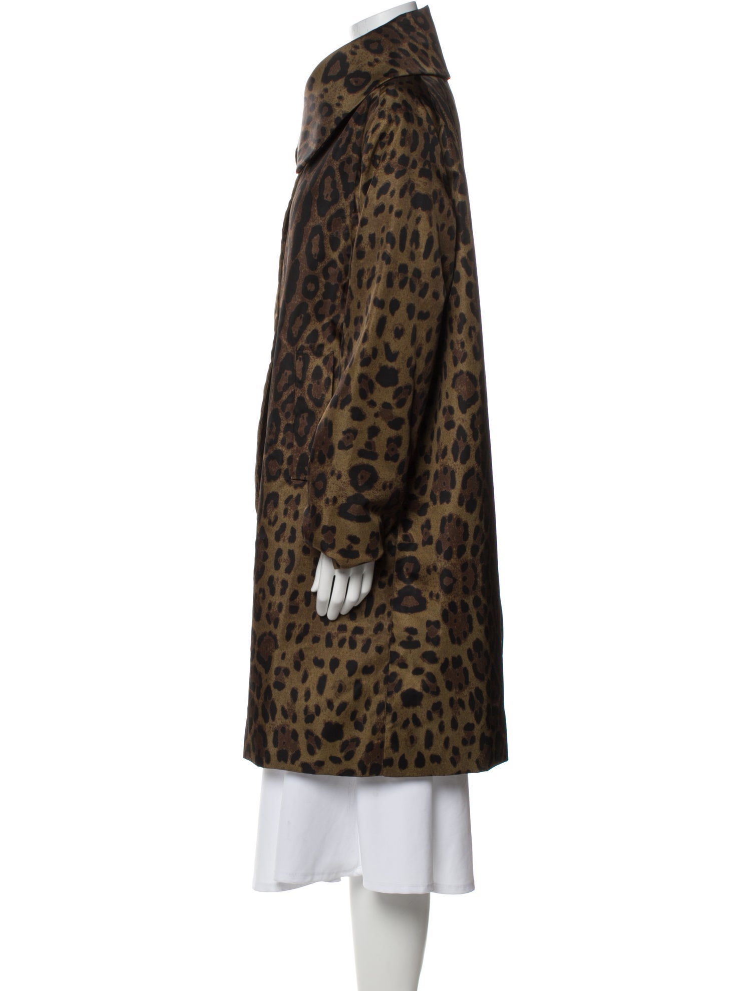 Jane Post Nylon Animal Print Faux Fur Coat