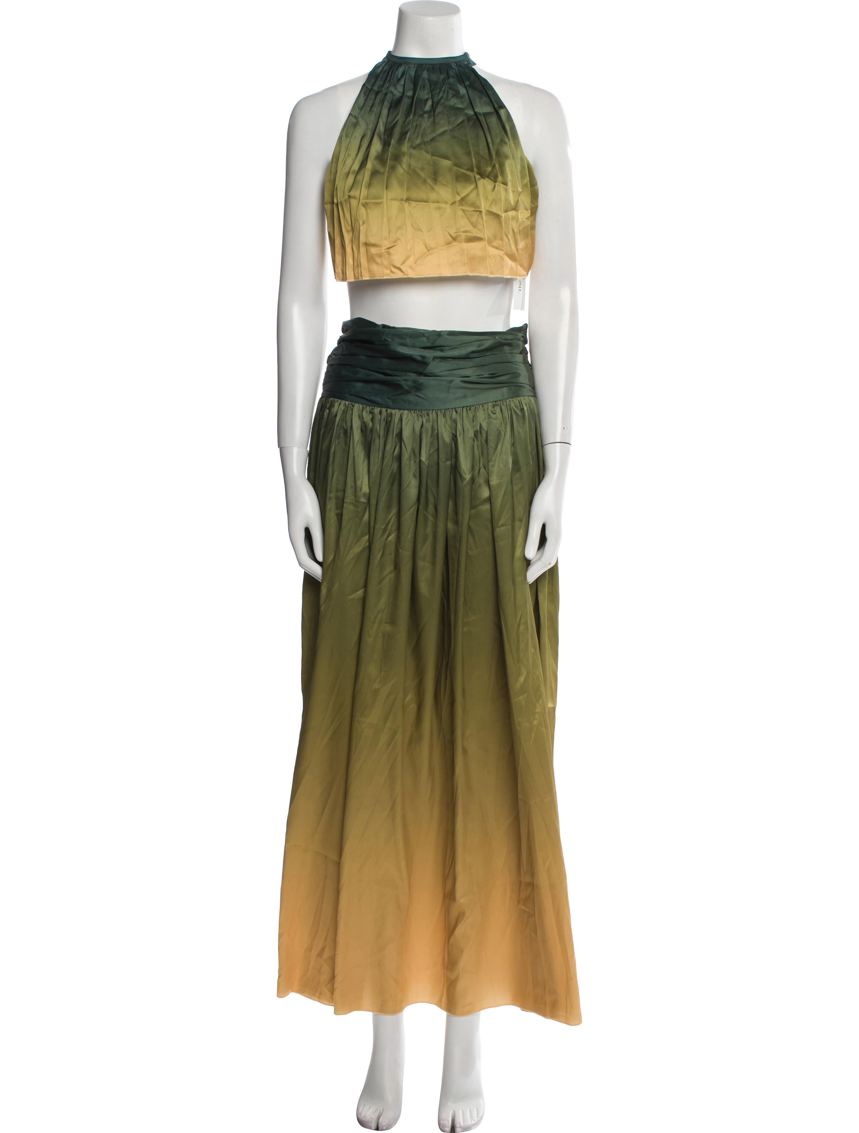 Janthee Colorblock Pattern Pleated Accents Skirt Set w/ Tags