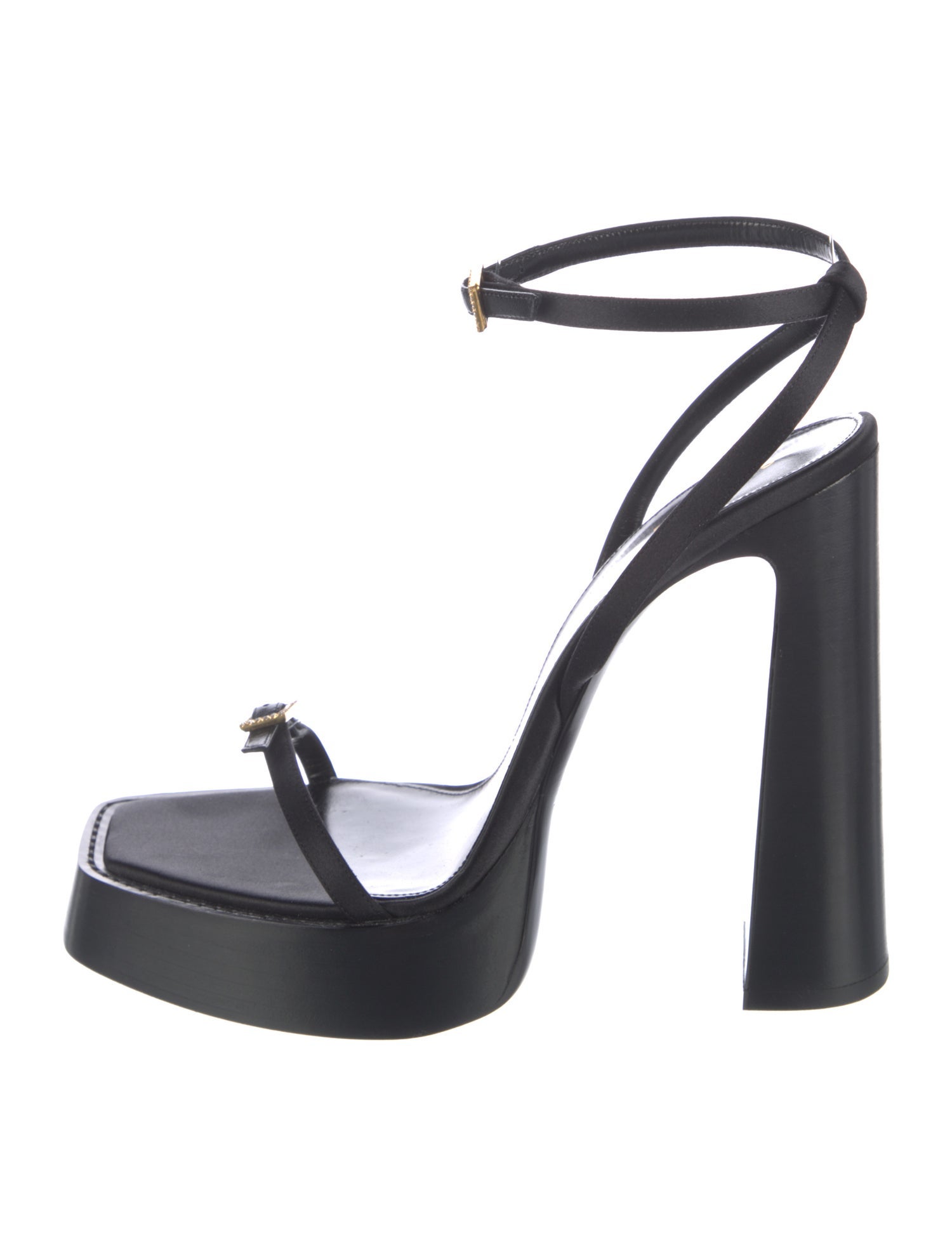 Jacques Saint Laurent Leather Crystal Embellishments Sandals