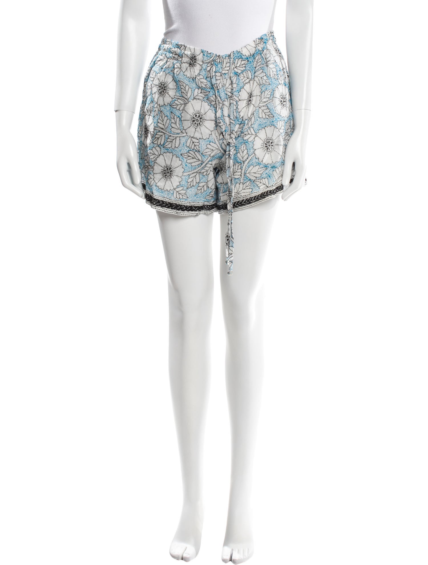 HARAGO Floral Print Mini Shorts
