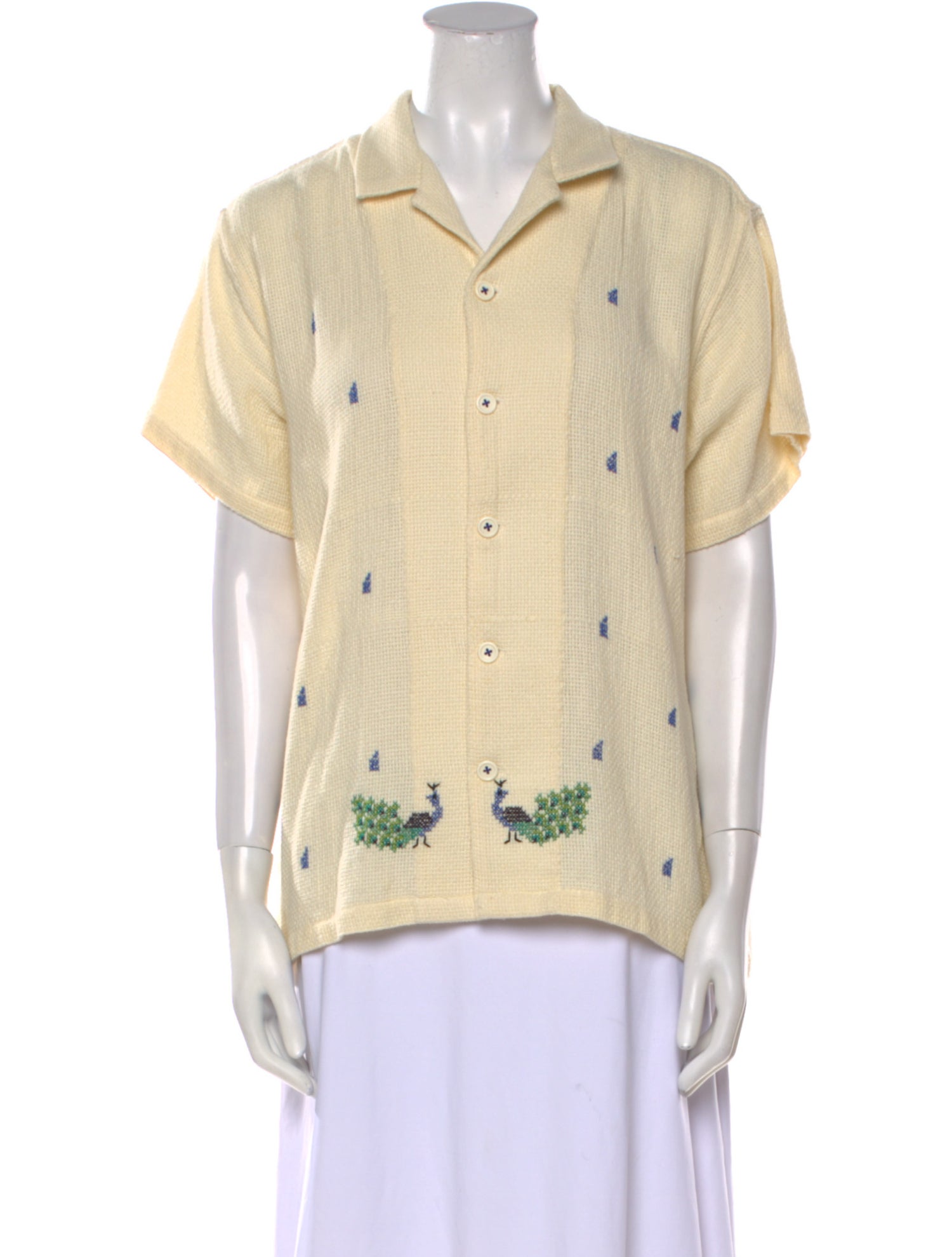 HARAGO Short Sleeve Button-Up Top