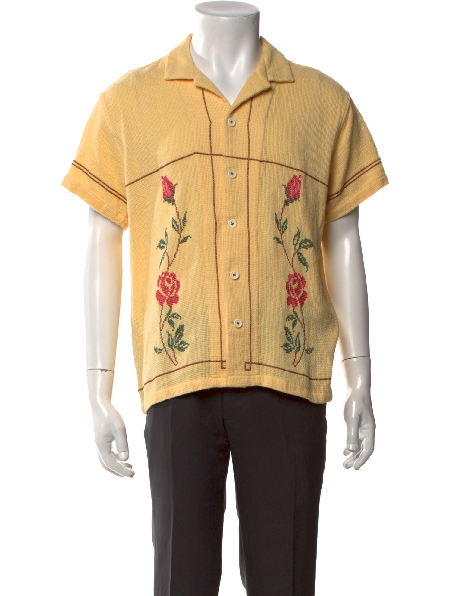 HARAGO Floral Print Short Sleeve Shirt