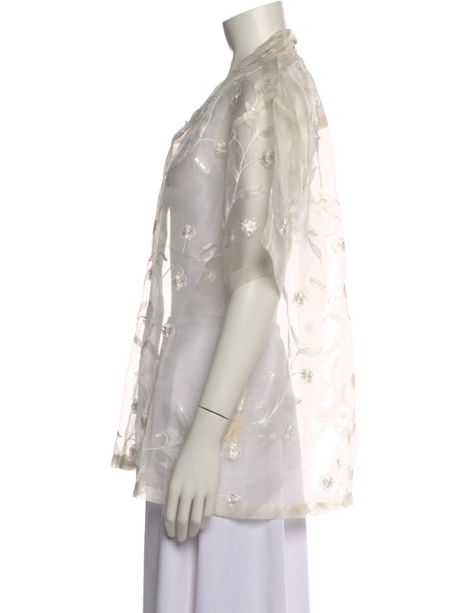 HARAGO Silk Floral Print Button-Up Top w/ Tags