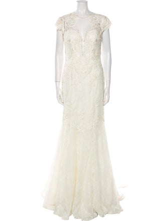 Justin Alexander Lace Pattern Long Dress