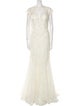 Justin Alexander Lace Pattern Long Dress