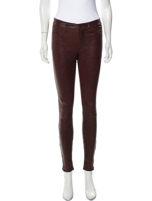 J Brand Lamb Leather Skinny Leg Pants Red