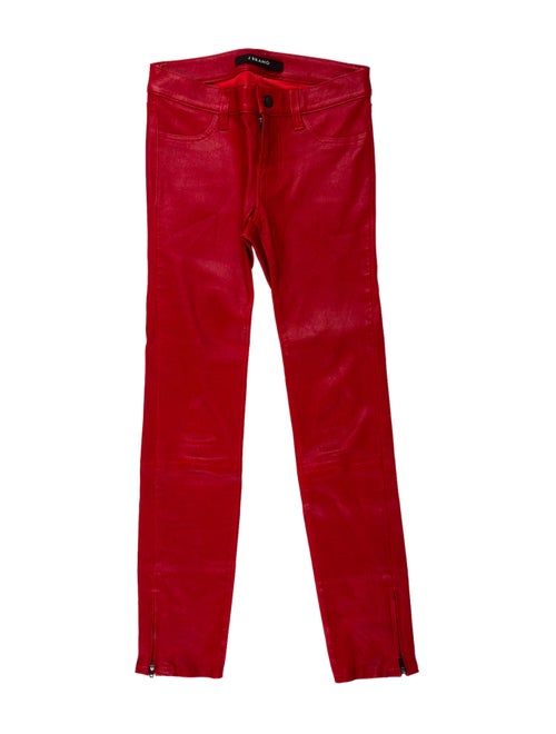 J Brand Lamb Leather Skinny Leg Pants Red