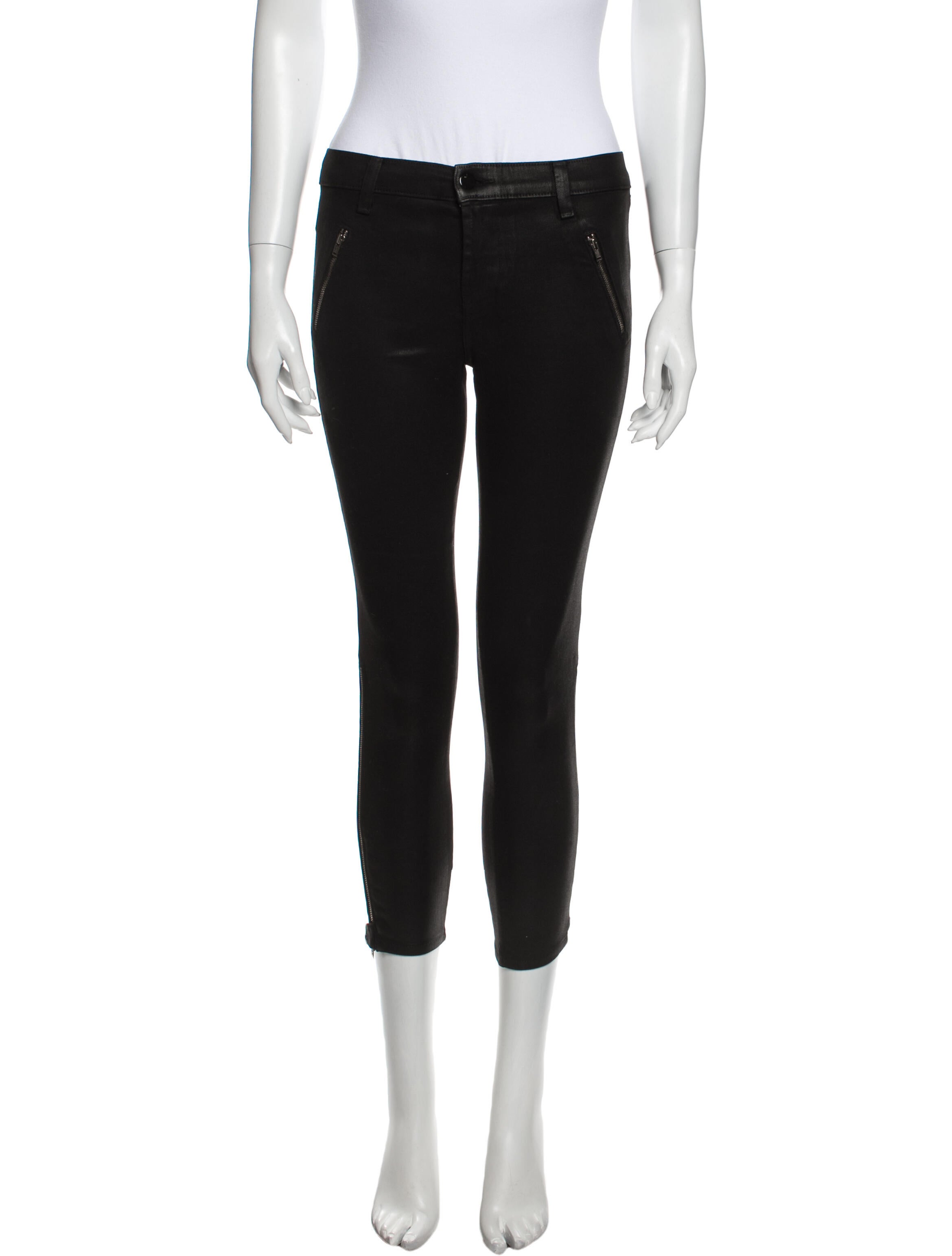 J Brand Skinny Leg Jeans Black Mid-Rise Cropped & 2 Pockets