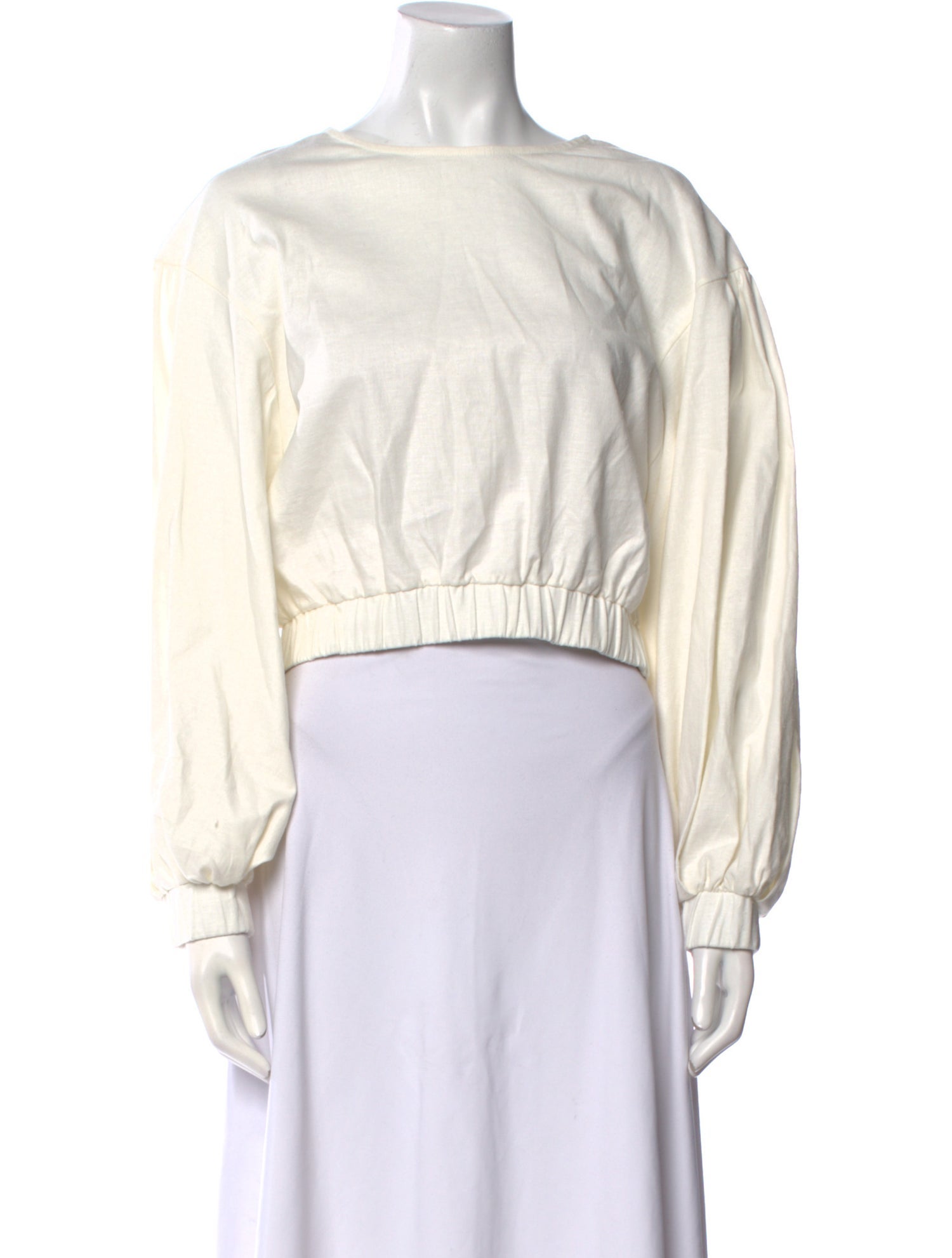 JBQ Bateau Neckline Long Sleeve Crop Top