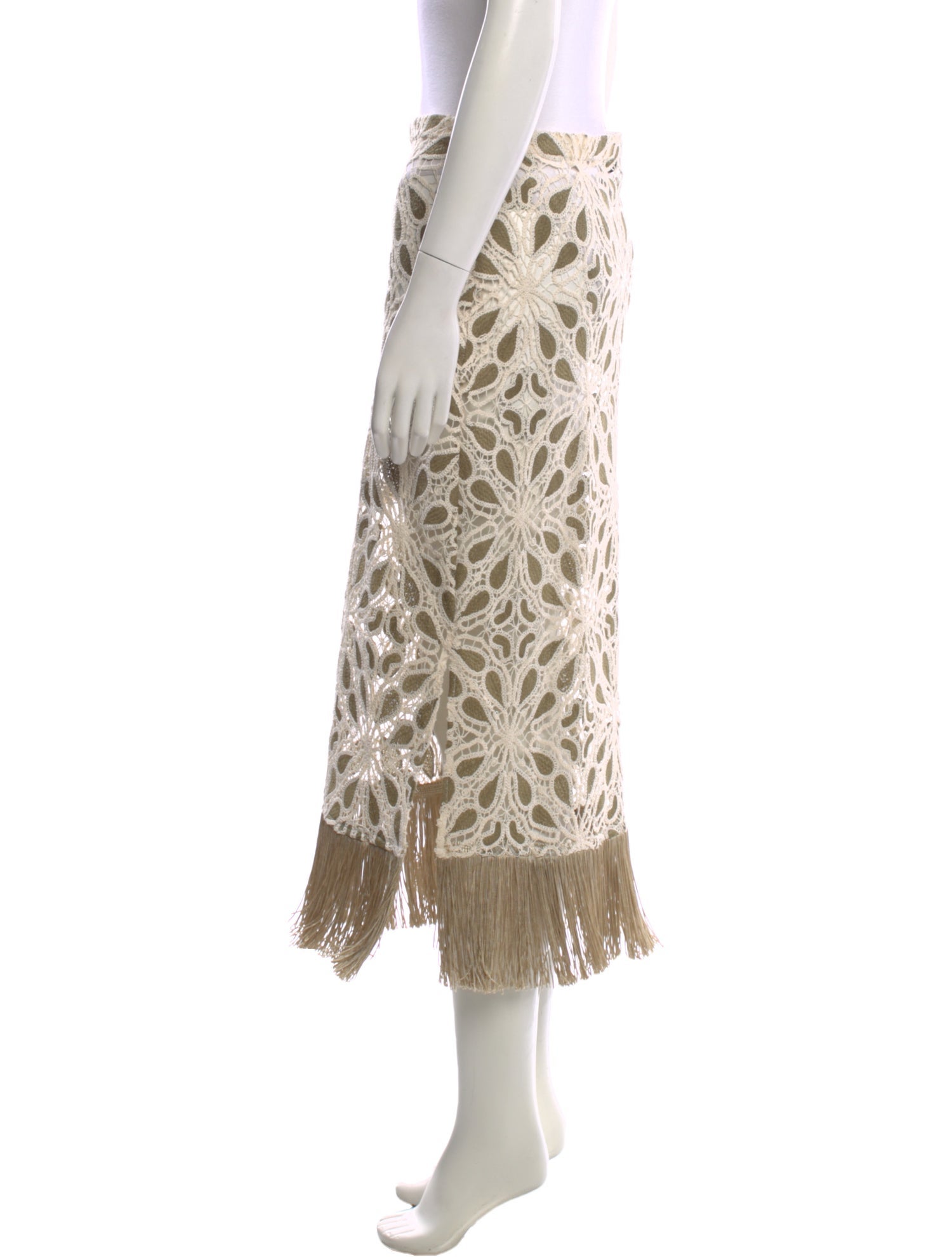 JBQ Lace Pattern Midi Length Skirt