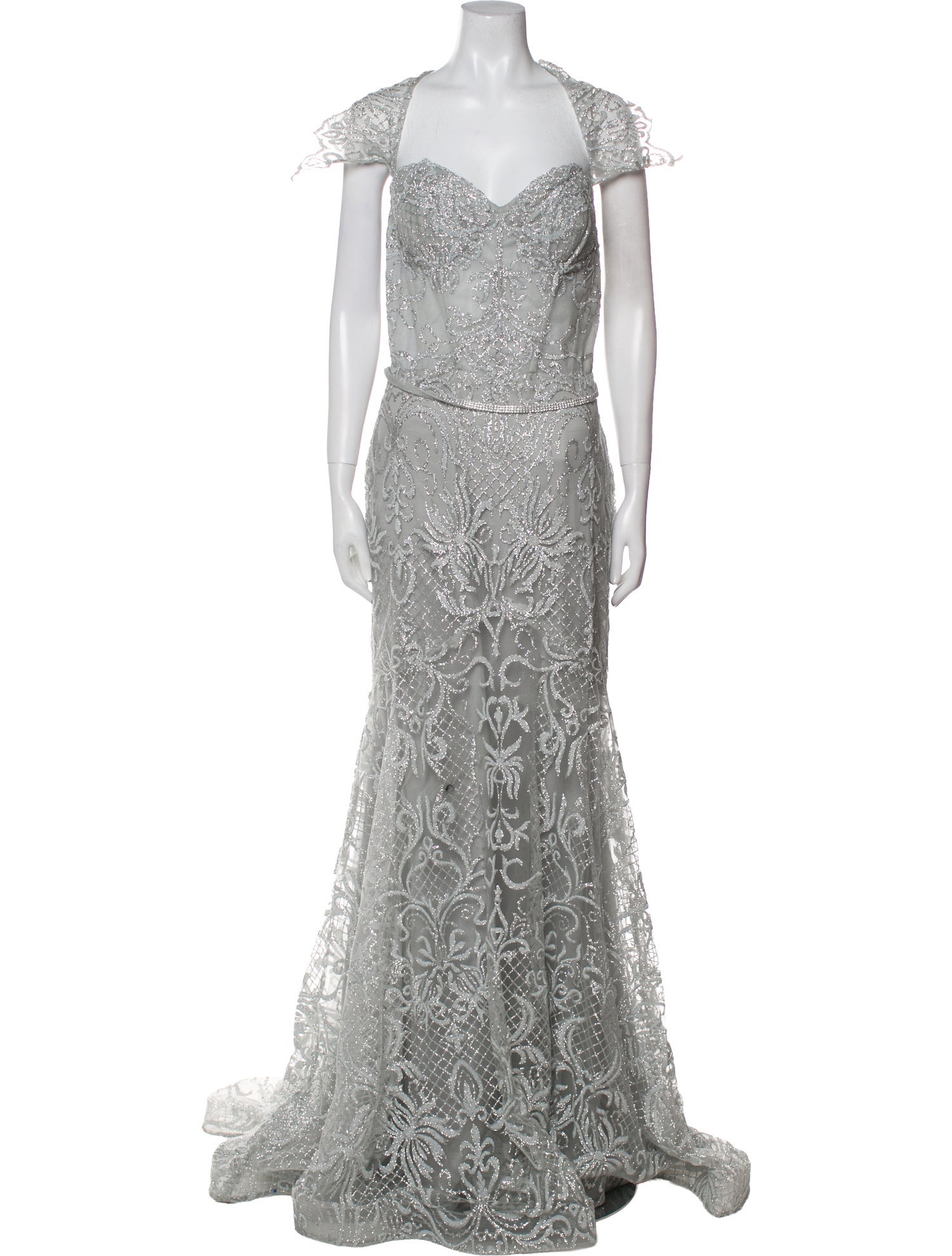 JVN by Jovani Lace Pattern Long Dress