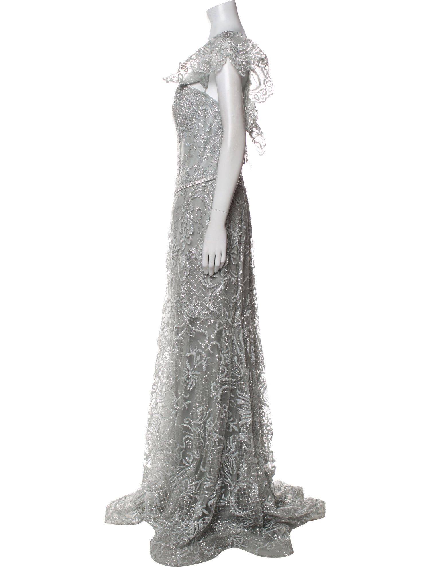 JVN by Jovani Lace Pattern Long Dress