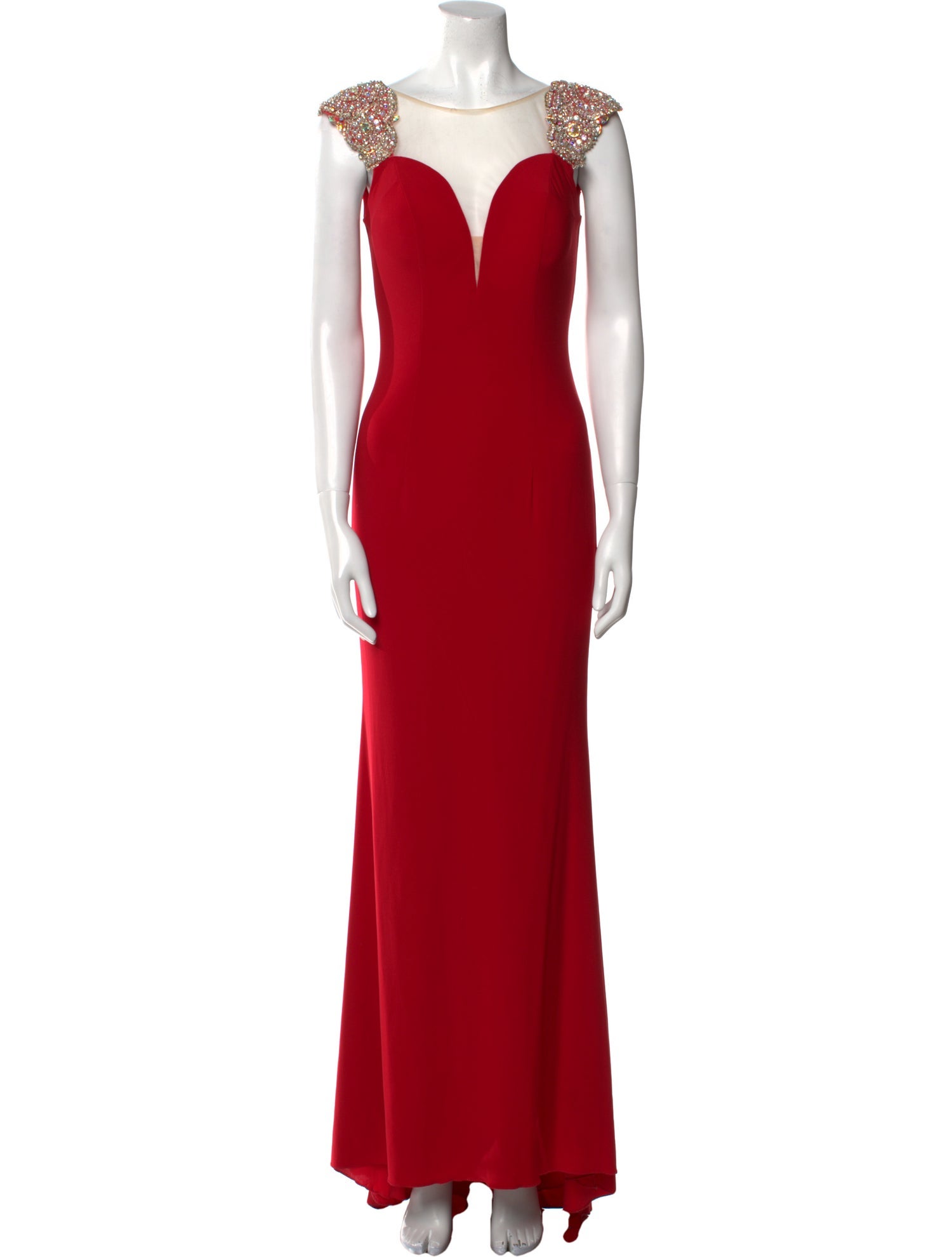 JVN by Jovani Bateau Neckline Long Dress