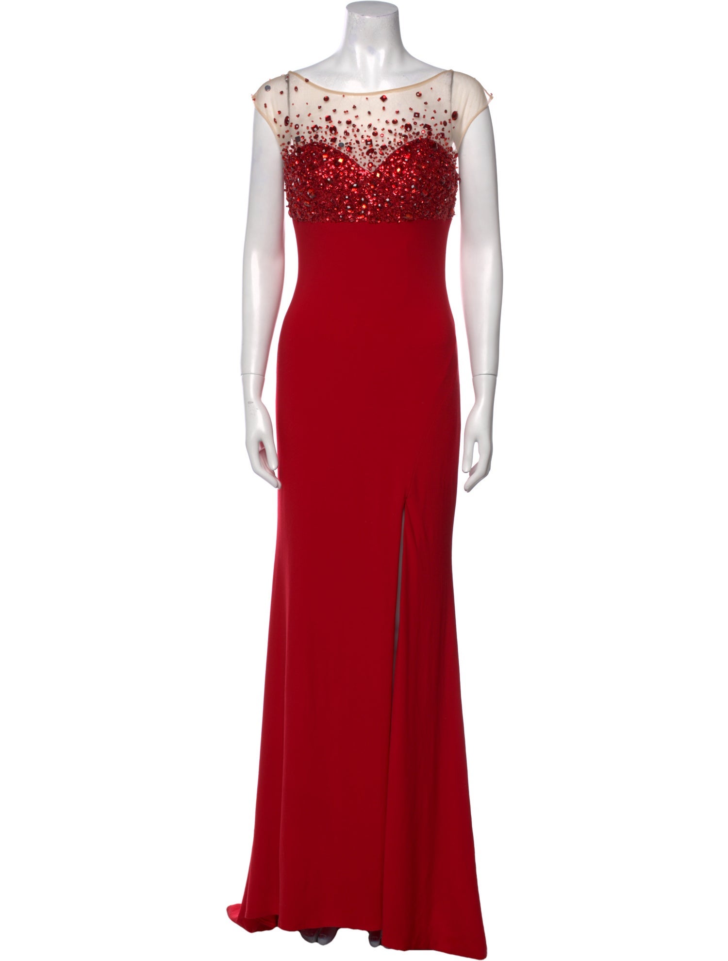 JVN by Jovani Bateau Neckline Long Dress