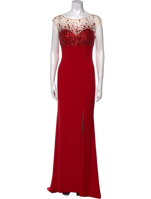 JVN by Jovani Bateau Neckline Long Dress