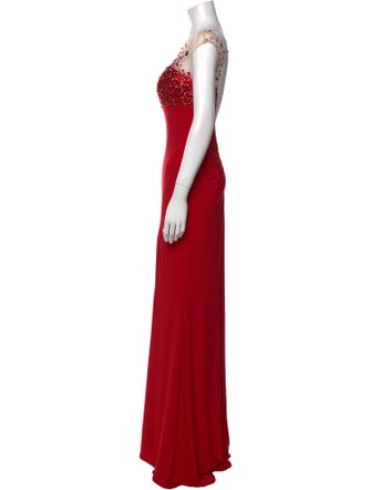 JVN by Jovani Bateau Neckline Long Dress