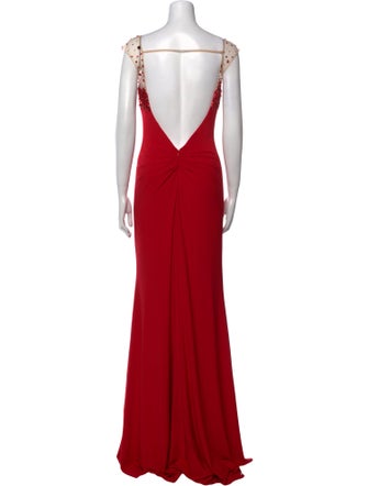 JVN by Jovani Bateau Neckline Long Dress