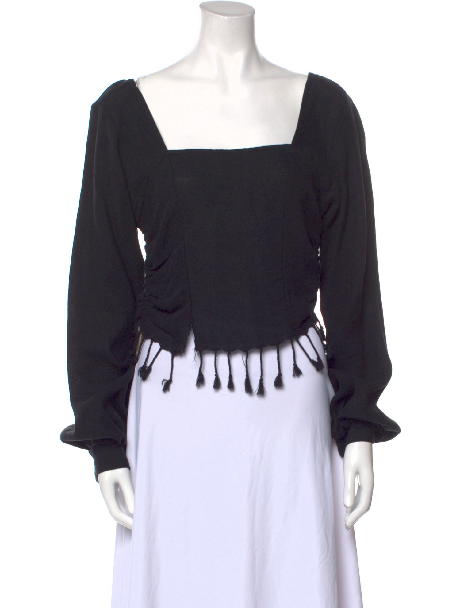 Just Bee Queen Square Neckline Long Sleeve Crop Top