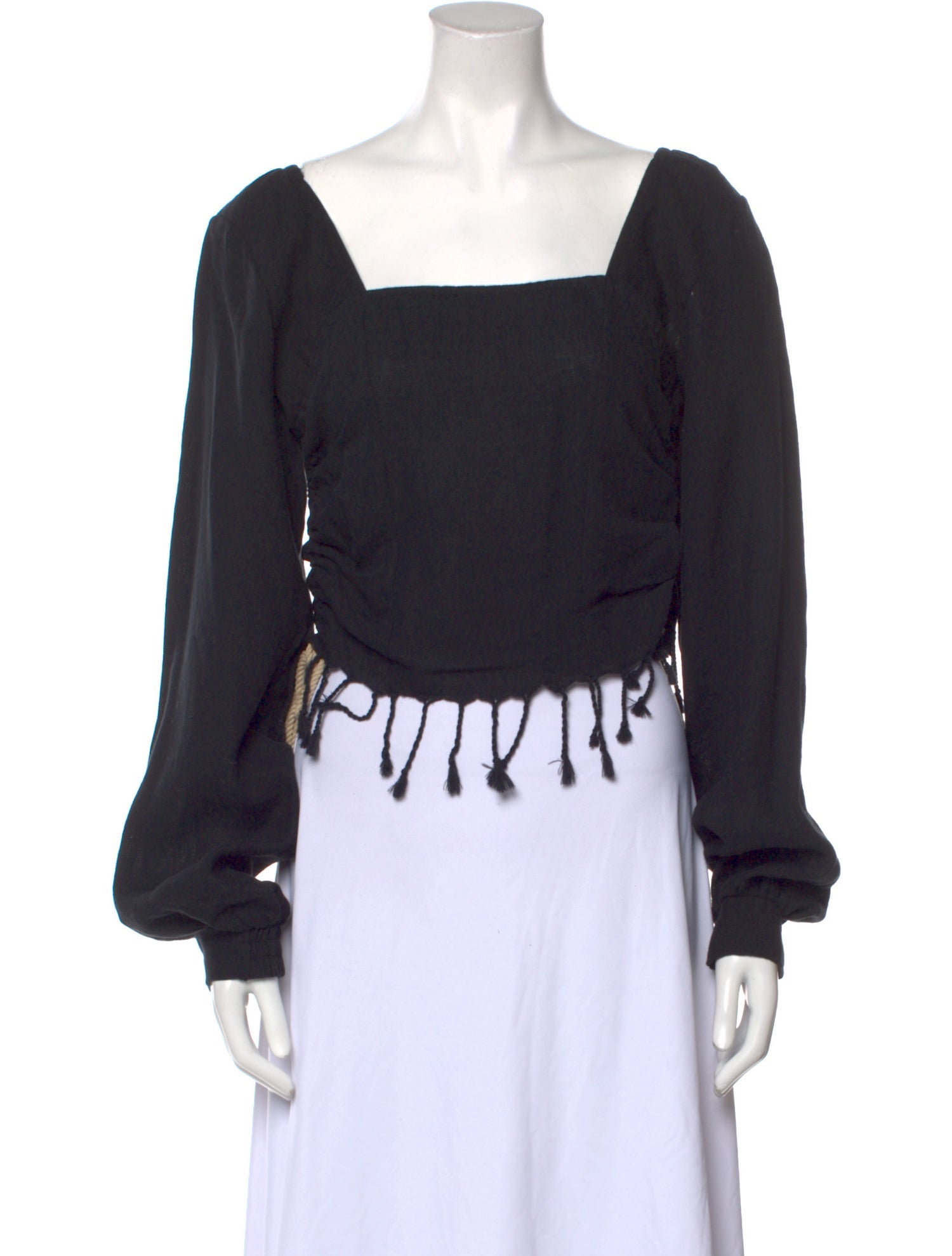 Just Bee Queen Square Neckline Long Sleeve Crop Top