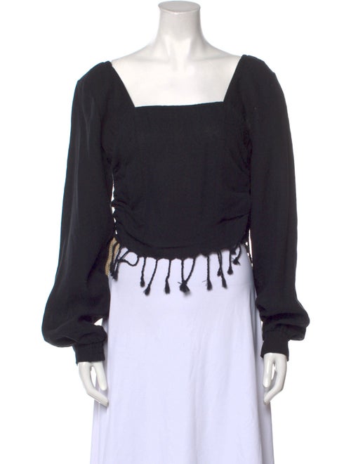 Just Bee Queen Square Neckline Long Sleeve Crop Top