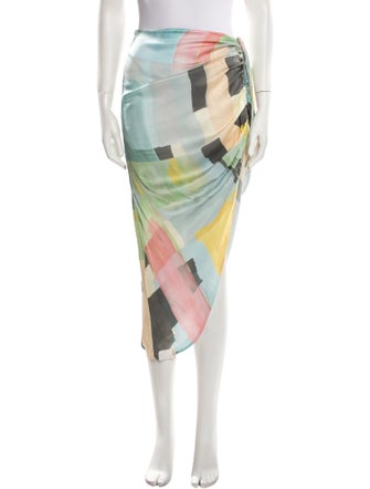 Just Bee Queen Colorblock Pattern Midi Length Skirt