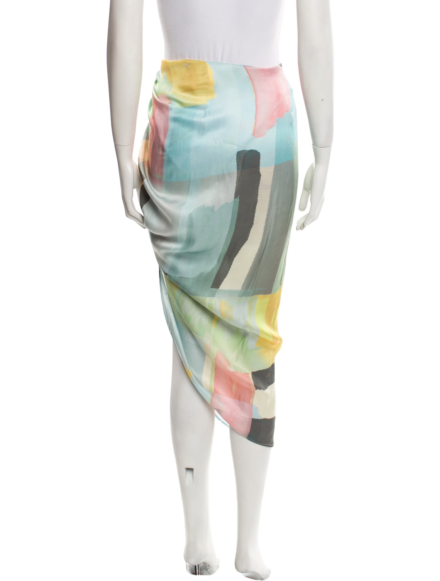 Just Bee Queen Colorblock Pattern Midi Length Skirt