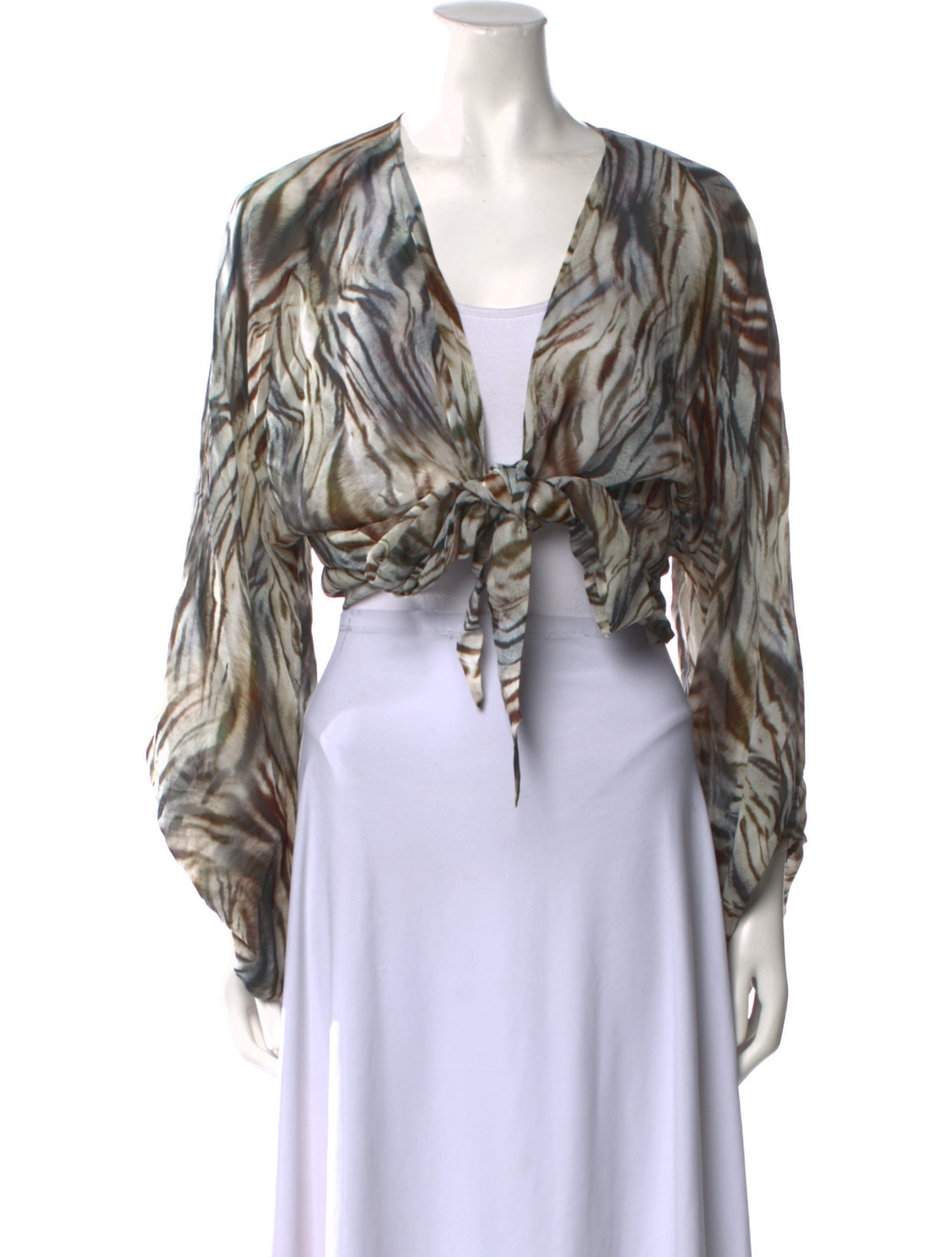 Just Bee Queen Animal Print Plunge Neckline Crop Top w/ Tags