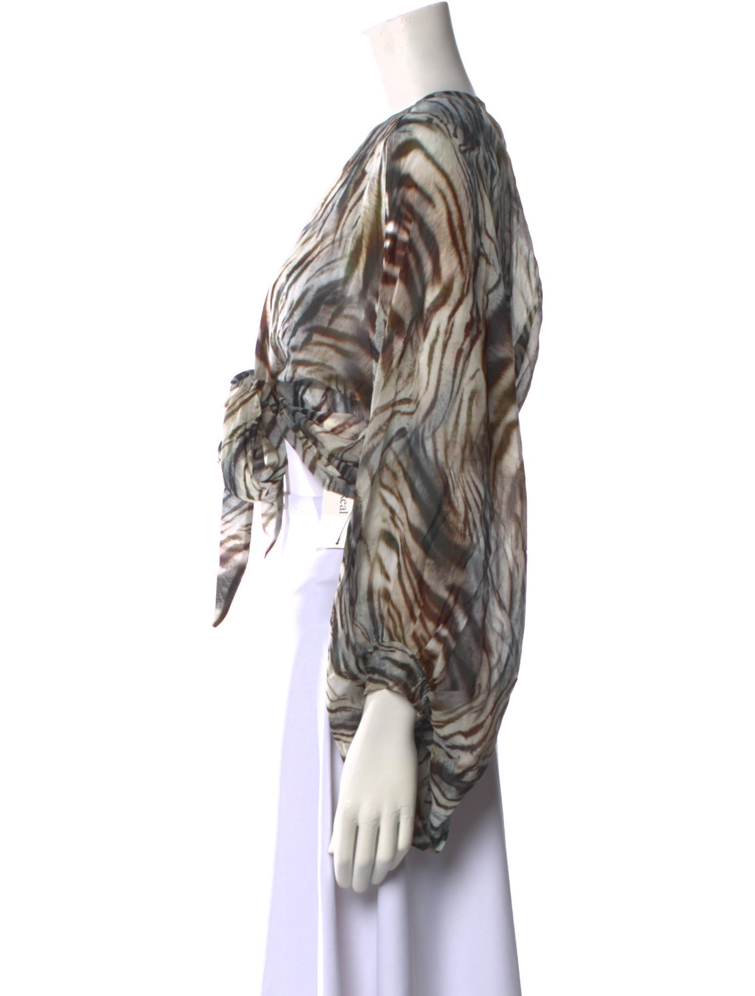 Just Bee Queen Animal Print Plunge Neckline Crop Top w/ Tags