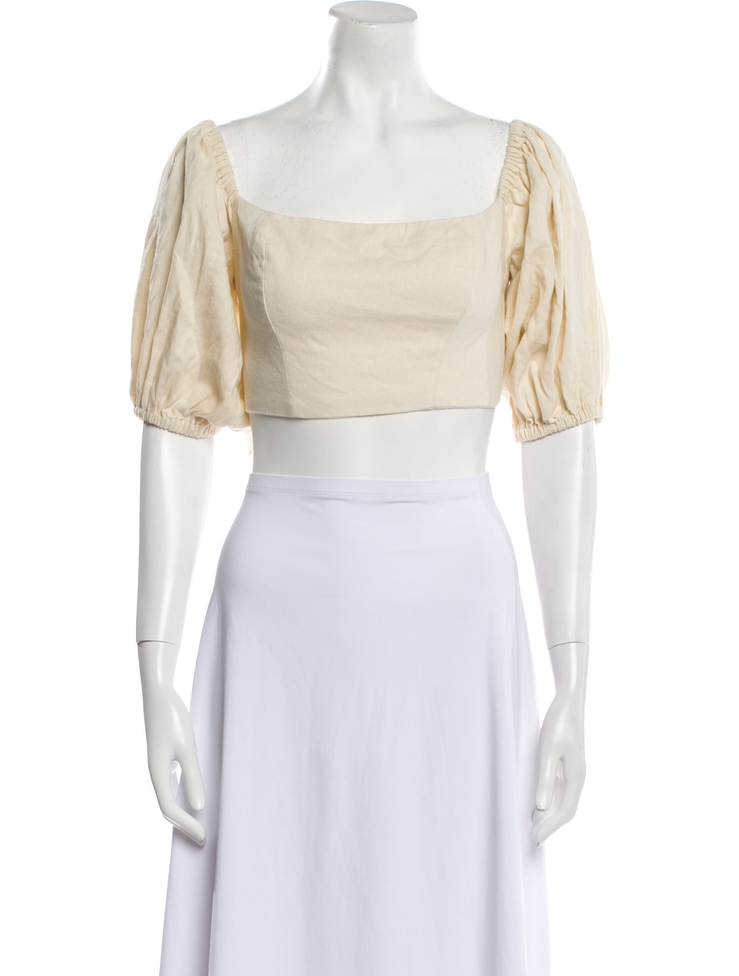 Just Bee Queen Linen Square Neckline Crop Top w/ Tags