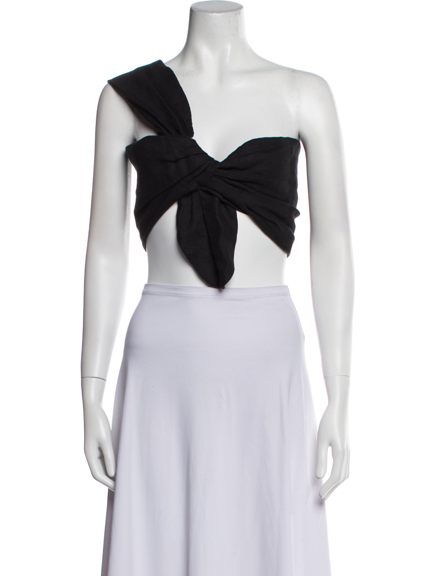 Just Bee Queen Linen One-Shoulder Crop Top