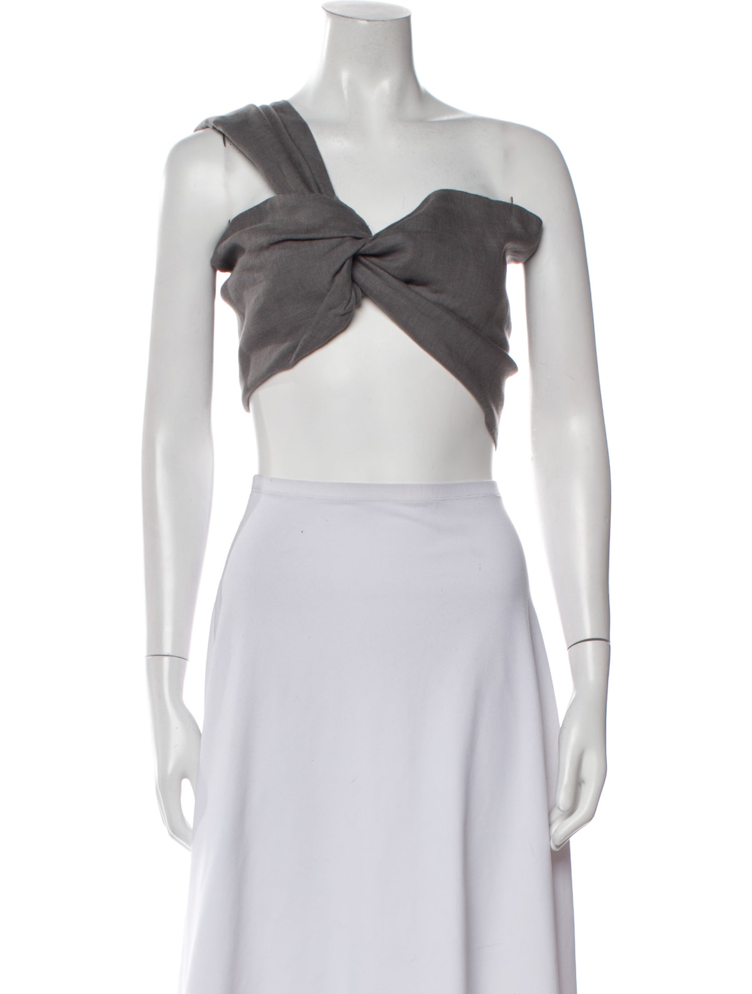 Just Bee Queen Linen One-Shoulder Crop Top