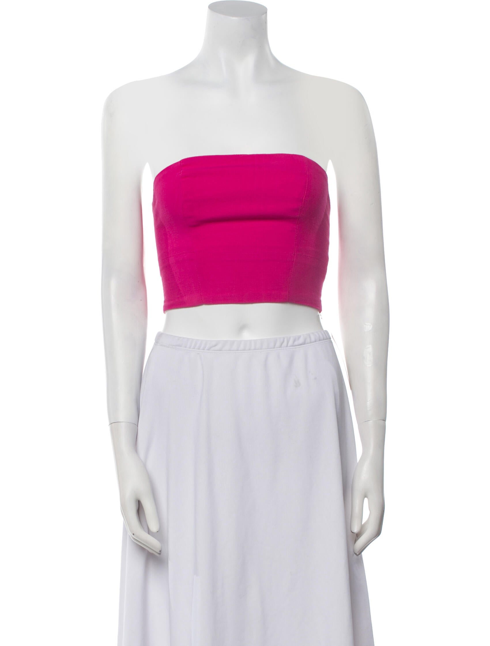 Just Bee Queen Linen Strapless Crop Top