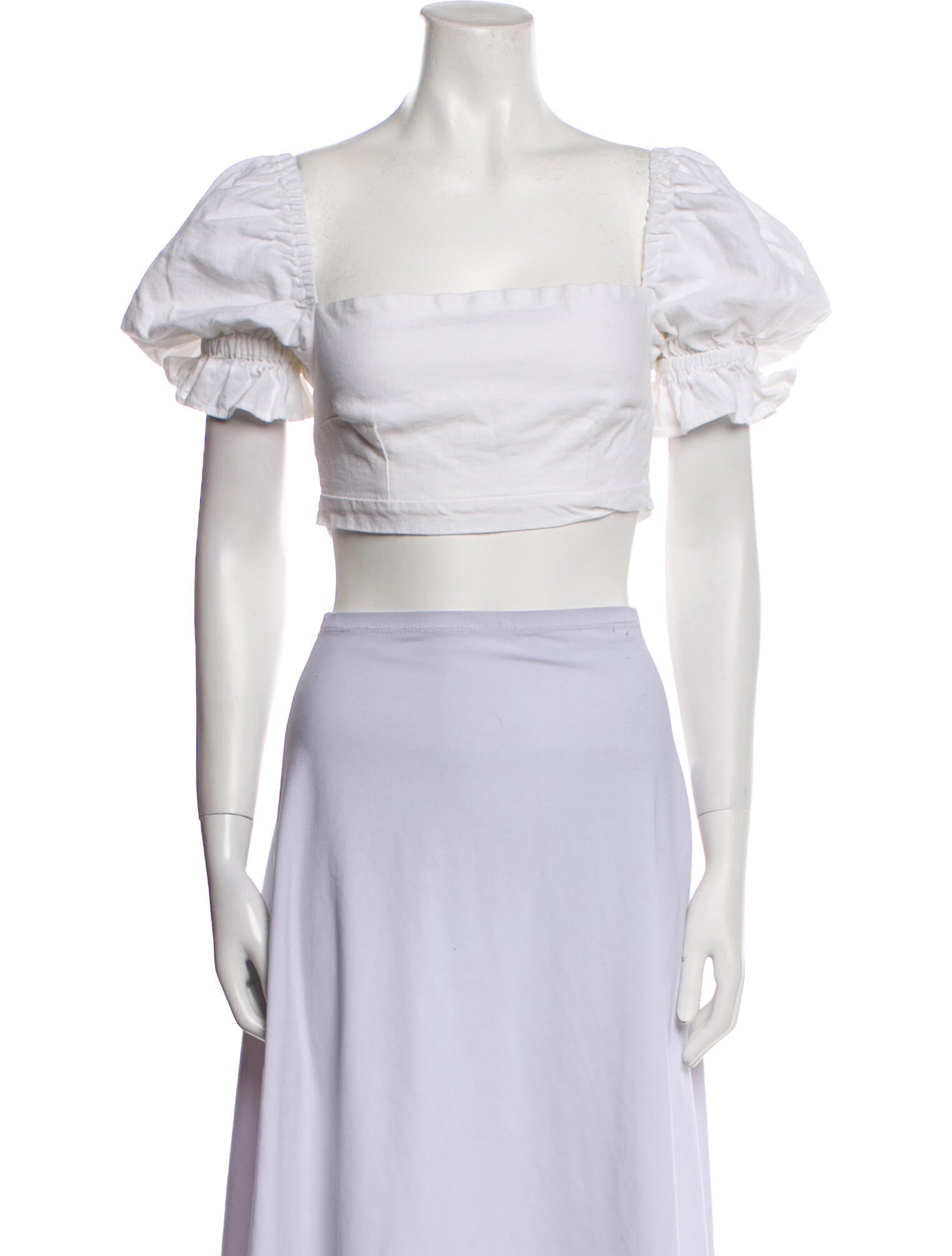 Just Bee Queen Linen Square Neckline Crop Top